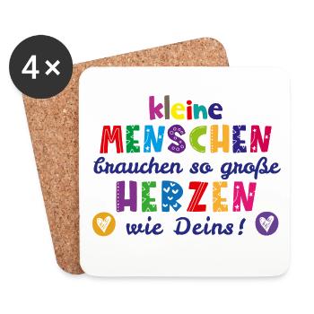 Kleine Menschen brauchen so große Herzen wie Deins - Untersetzer (4er-Set) - Weiß - Vorne