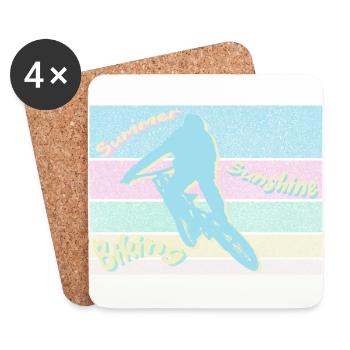 Summer Sunshine Biking - Coasters (set of 4) - white - Front