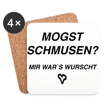 Mogst Schmusen? Mir war‘s wurscht - Untersetzer (4er-Set) - Weiß - Vorne
