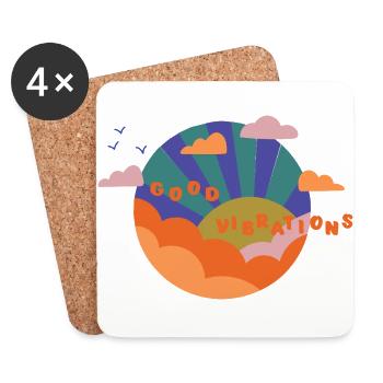 Good Vibrations - Gift Idea - Good Mood - Coasters (set of 4) - white - Front