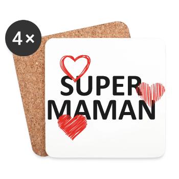 super maman - Dessous de verre (lot de 4) - blanc - Devant