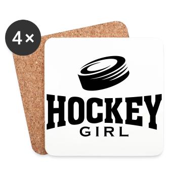 HOCKEY GIRL MIT PUCK - Untersetzer (4er-Set) - Weiß - Vorne