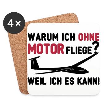 ohne motor segelfliegen tshirt - Untersetzer (4er-Set) - Weiß - Vorne