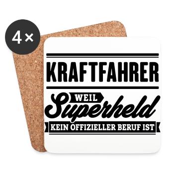 Superheld Kraftfahrer - Untersetzer (4er-Set) - Weiß - Vorne