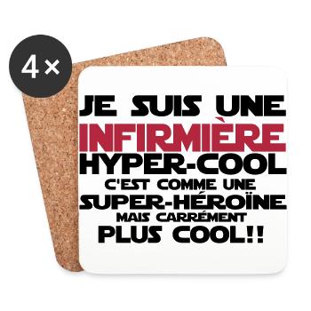 une infirmière hyper-cool - Dessous de verre (lot de 4) - blanc - Devant