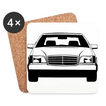 W140 silhouette T-shirt hoodie motif - Coasters (set of 4) - white - Front
