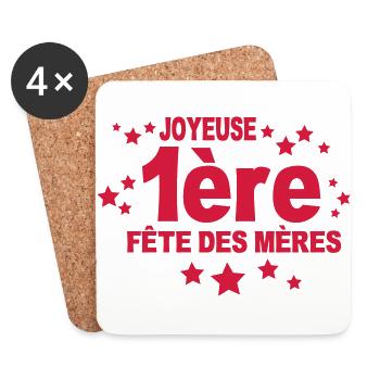 joyeuse première fête des mères - Dessous de verre (lot de 4) - blanc - Devant
