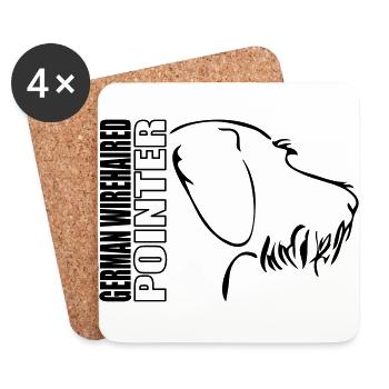 GERMAN WIREHAIRED POINTER PROFIL - Untersetzer (4er-Set) - Weiß - Vorne