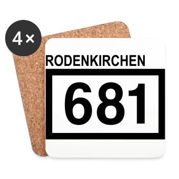 Rheinkilometer Rodenkirchen - Untersetzer (4er-Set) - Weiß - Vorne