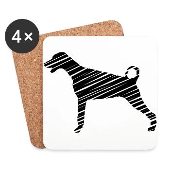 Dobermann - Kunst - Untersetzer (4er-Set) - Weiß - Vorne