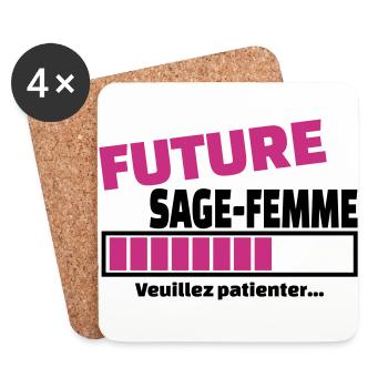 future sage-femme - Dessous de verre (lot de 4) - blanc - Devant