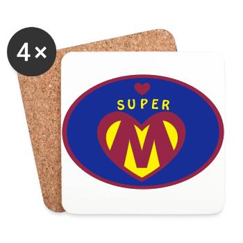 Super Mama Geschenk - Untersetzer (4er-Set) - Weiß - Vorne