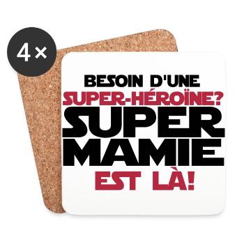 super mamie est là - Dessous de verre (lot de 4) - blanc - Devant