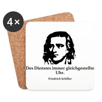 Schiller: Des Dienstes immer gleichgestellte Uhr. - Untersetzer (4er-Set) - Weiß - Vorne