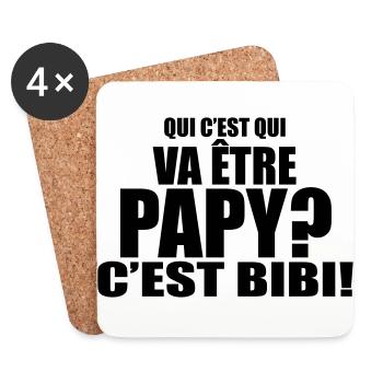 qui c'est qui va être papy?c'est ! - Dessous de verre (lot de 4) - blanc - Devant