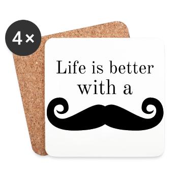 Mustache - Coasters (set of 4) - white - Front