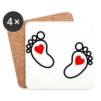 Bébé pieds - Dessous de verre (lot de 4) - blanc - Devant