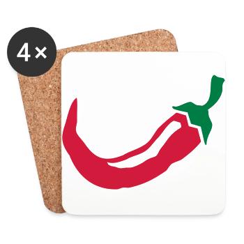 Idée cadeau chili piment - Dessous de verre (lot de 4) - blanc - Devant