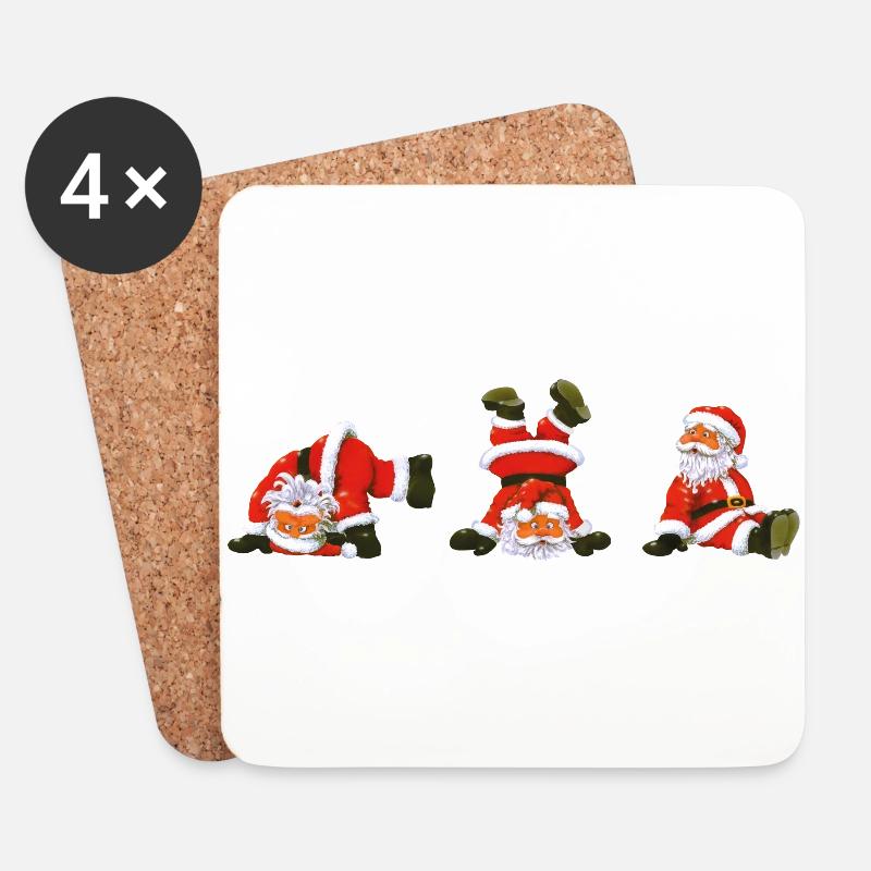 Weihnachtsmänner - Untersetzer (4er-Set) - Weiß