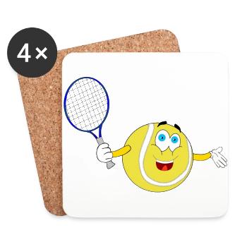 Raquette de tennis terrain de sport de balle joueur à jouer au squash - Dessous de verre (lot de 4) - blanc - Devant