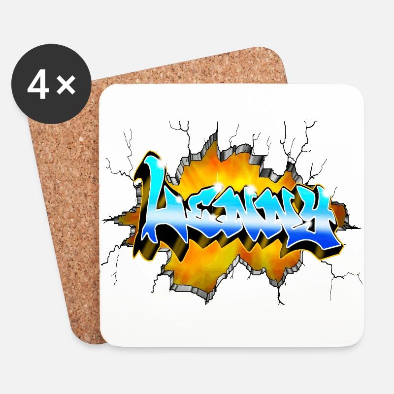 LENNY Graffiti - Untersetzer (4er-Set) - Weiß