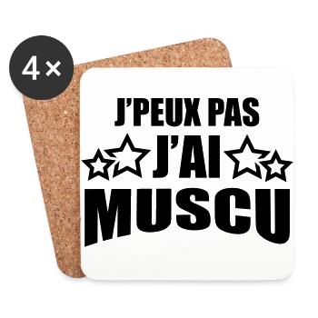 j'peux pas j'ai muscu - Dessous de verre (lot de 4) - blanc - Devant