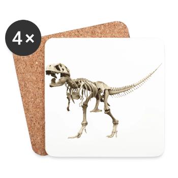 T-rex Skelett - Untersetzer (4er-Set) - Weiß - Vorne
