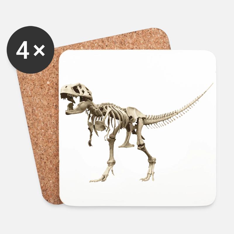 T-rex Skelett - Untersetzer (4er-Set) - Weiß