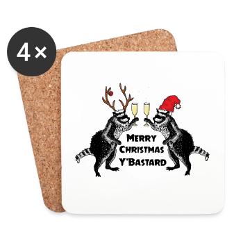 Xmas Raccoons - Coasters (set of 4) - white - Front