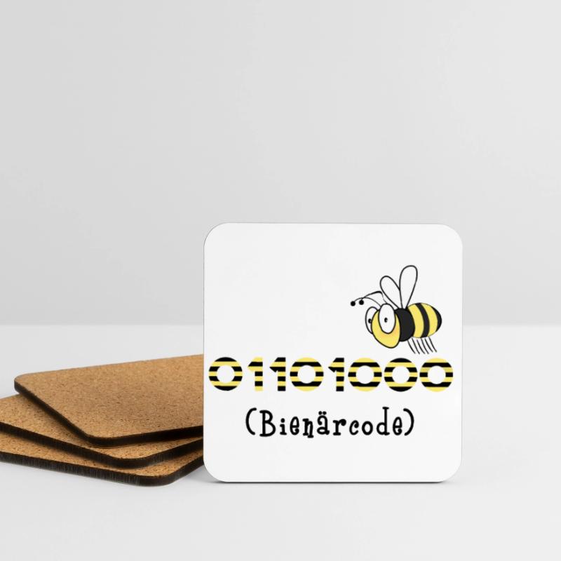 Binärcode Biene Code Informatik Geschenk Honig Untersetzer (4er-Set)