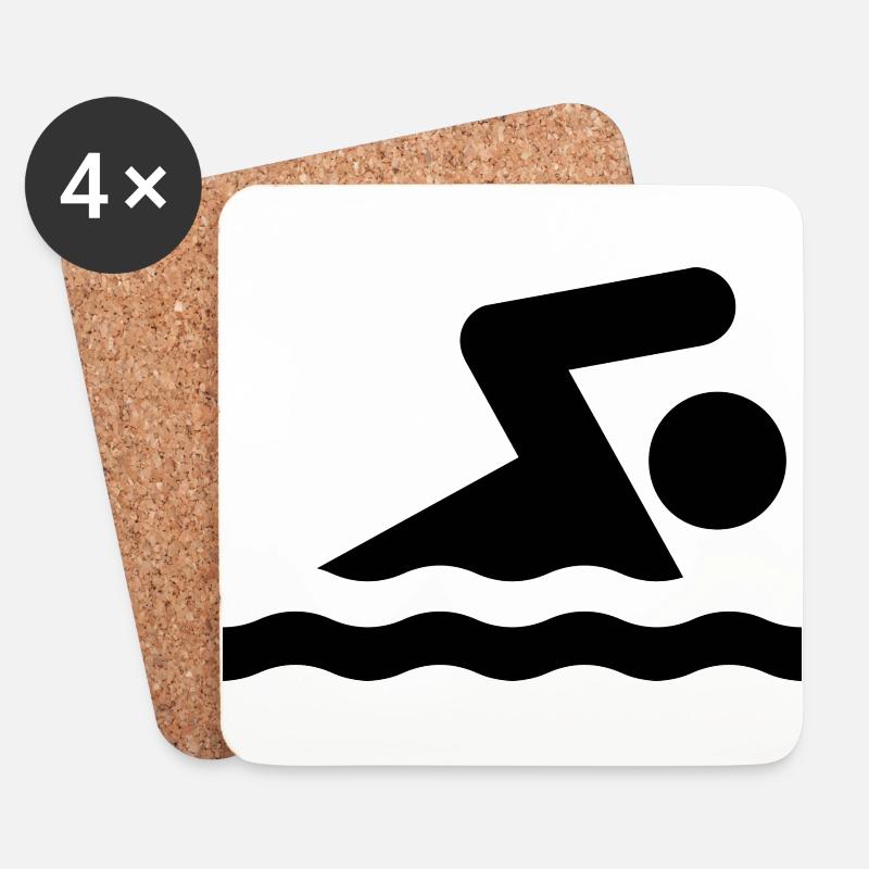 Schwimmen Schwimmer - Untersetzer (4er-Set) - Weiß