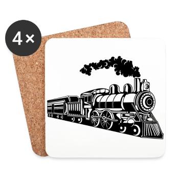 Locomotive / Locomotive 02_schwarz blanc - Dessous de verre (lot de 4) - blanc - Devant
