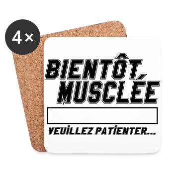 Bientôt musclée veuillez patienter,message,muscu - Dessous de verre (lot de 4) - blanc - Devant