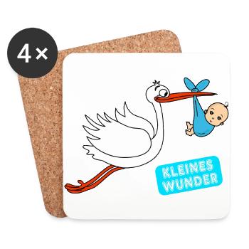 Kleines Wunder Junge Baby Babys Schwangerschaft - Untersetzer (4er-Set) - Weiß - Vorne