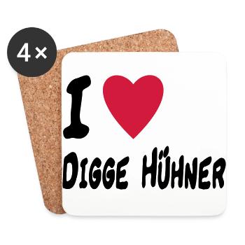 i love digge huehner - Untersetzer (4er-Set) - Weiß - Vorne
