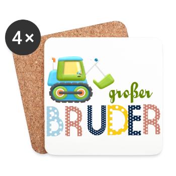 großer Bruder Traktor - Untersetzer (4er-Set) - Weiß - Vorne