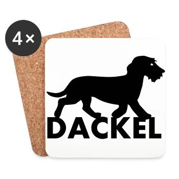 Teckel - Dessous de verre (lot de 4) - blanc - Devant