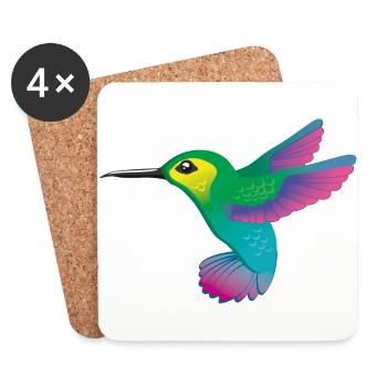 Hummingbird colorful vector graphic - Coasters (set of 4) - white - Front