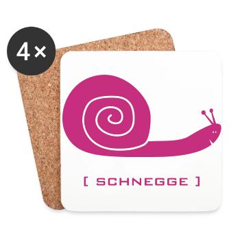 schnegge snail reptile snail darling sweetheart - Coasters (set of 4) - white - Front