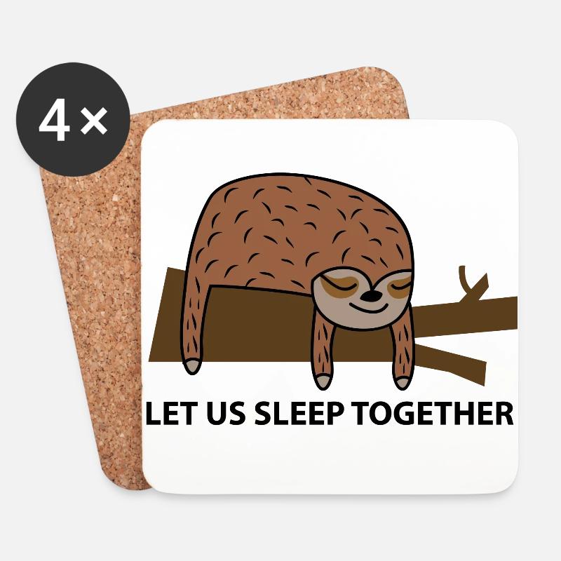 Sleeping together- sloth - Coasters (set of 4) - white