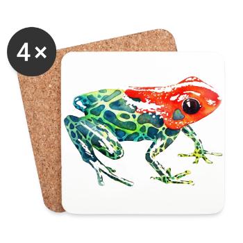 Frog with a red head - Coasters (set of 4) - white - Front