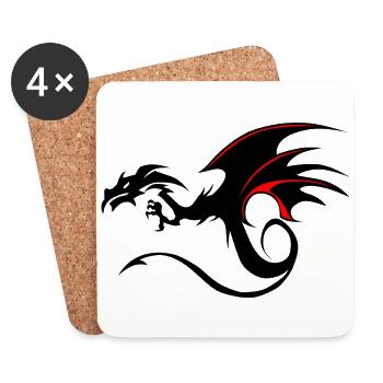 Drachen Tribal Tattoo Form 20049 x - Untersetzer (4er-Set) - Weiß - Vorne
