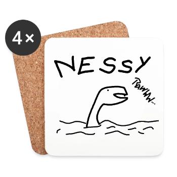 Nessy Vanessa Tshirt Druck Vani Lochness - Untersetzer (4er-Set) - Weiß - Vorne
