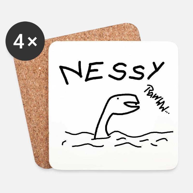 Nessy Vanessa Tshirt Druck Vani Lochness - Untersetzer (4er-Set) - Weiß