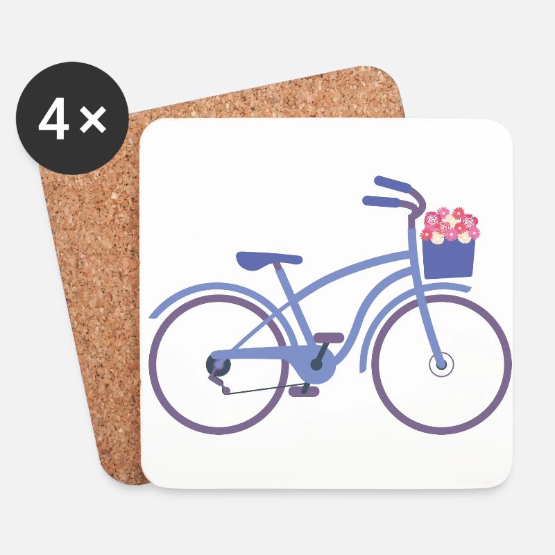 Fahrrad Blumen - Untersetzer (4er-Set) - Weiß