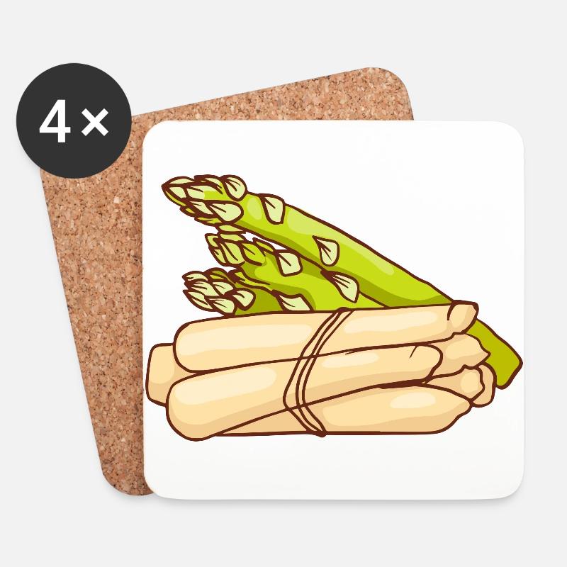 Gemüsespargel Gemeiner Spargel Grüner Grün - Untersetzer (4er-Set) - Weiß