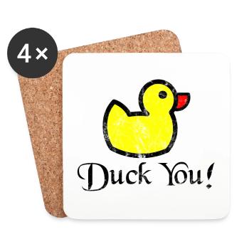 Squeak Duck - Duck - Duck vous! Cadeau vintage - Dessous de verre (lot de 4) - blanc - Devant