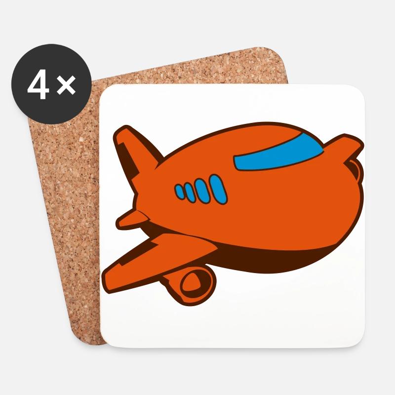 Flugzeug - Untersetzer (4er-Set) - Weiß