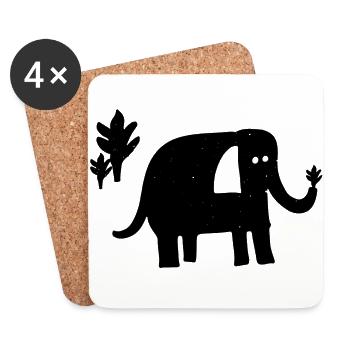 Elephant plant vegan drawing - Coasters (set of 4) - white - Front