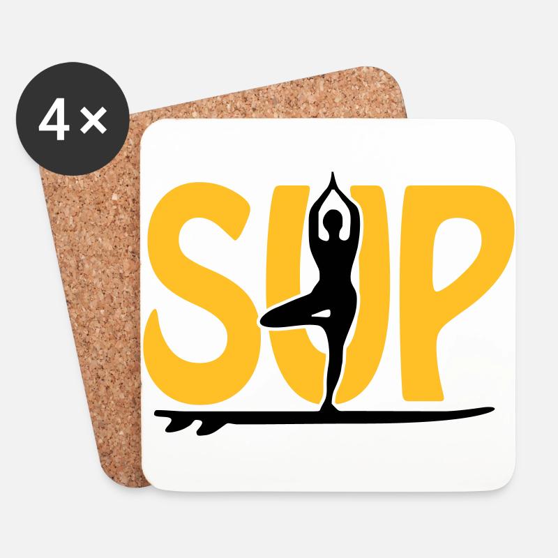 SUP Yoga - Untersetzer (4er-Set) - Weiß